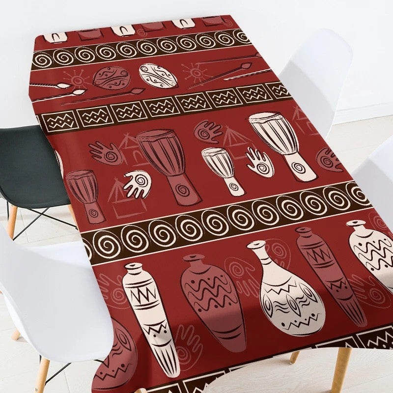 Bluejw Ethnic Style African National Stripe Car Geometric Yellow Home Polyester Tablecloth - Image 1